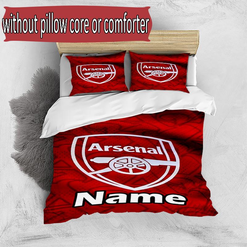 3pcs Duvet Cover Set (1*Duvet Cover + 2*Pillowcase, Without Core), Custom Name football team F.C Pattern Bedding Set, Home Bedroom Decor Gift