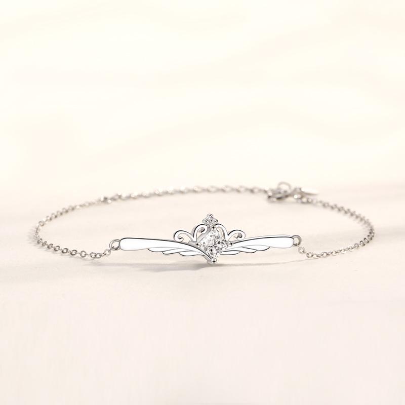 925 Sterling Silver Princess & Knight Bracelet - Korean Style Couple Jewelry 925 Silver