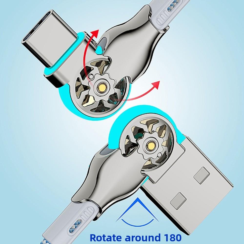 Double Bend Rotation Phone Charging Cable Type C/micro USB Elbow Data Line  Phone Accessories