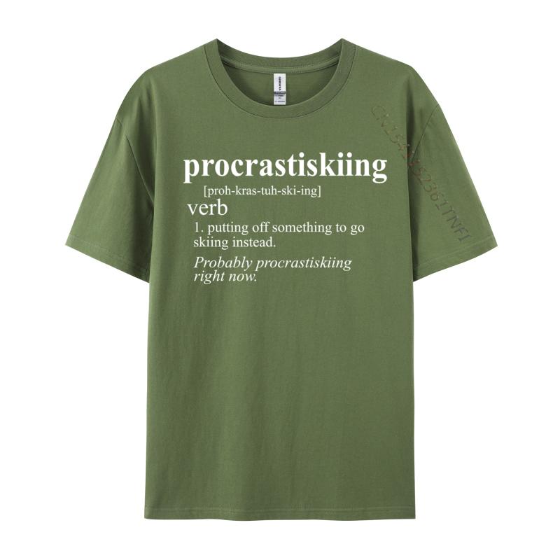 Gifts For Skiers Procrastiskiing Funny Skiing Printed On Luxury Designer Tshirts Cotton Unisex Tshirt Tee Shirt Fashionable