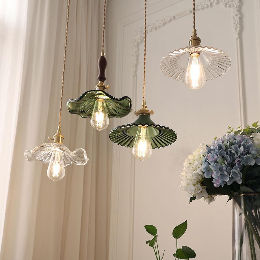 Retro Green Lotus Leaf Ceiling Light - Nordic Minimalist Design for Restaurants, Entrances, Balconies, Bars, and Aisles