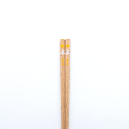 Wakasa Lacquer Chopsticks for Kids, Mini Zoo Duck Design, Dishwasher Safe, Natural Wood, 16.5cm, White, Made In Japan, Product Number 264345