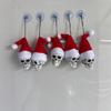5Pcs Plastic Skeleton Head Decoration With Santa Hat For Holiday Parties Christmas Tree Halloween Hanging Ornament