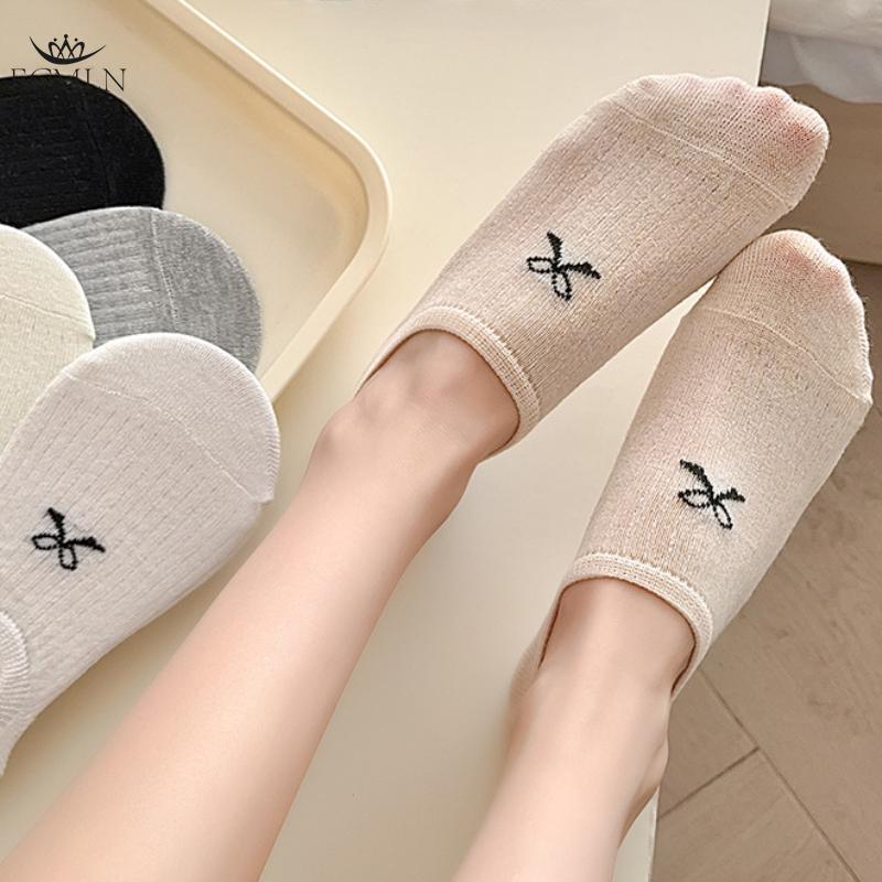 Süße unsichtbare Socken mit Schleife, süßer All-Match-Trend, einfache Bootssocken, flacher Mund, Anti-Drop-Ferse, dünne Damensocken