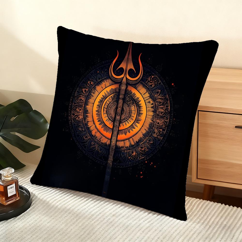 The Shiva Trident Cushion Cover Soft Short Plush Pillow Cover Smooth Cozy Texture Aesthetic Cushion Case Home Decor