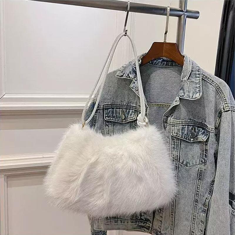 Fashi Luxe Nepkonijnenbont Pluche Schoudertas High-End Dames Tote Handtas voor Stijlvol Cadeau Verzenden