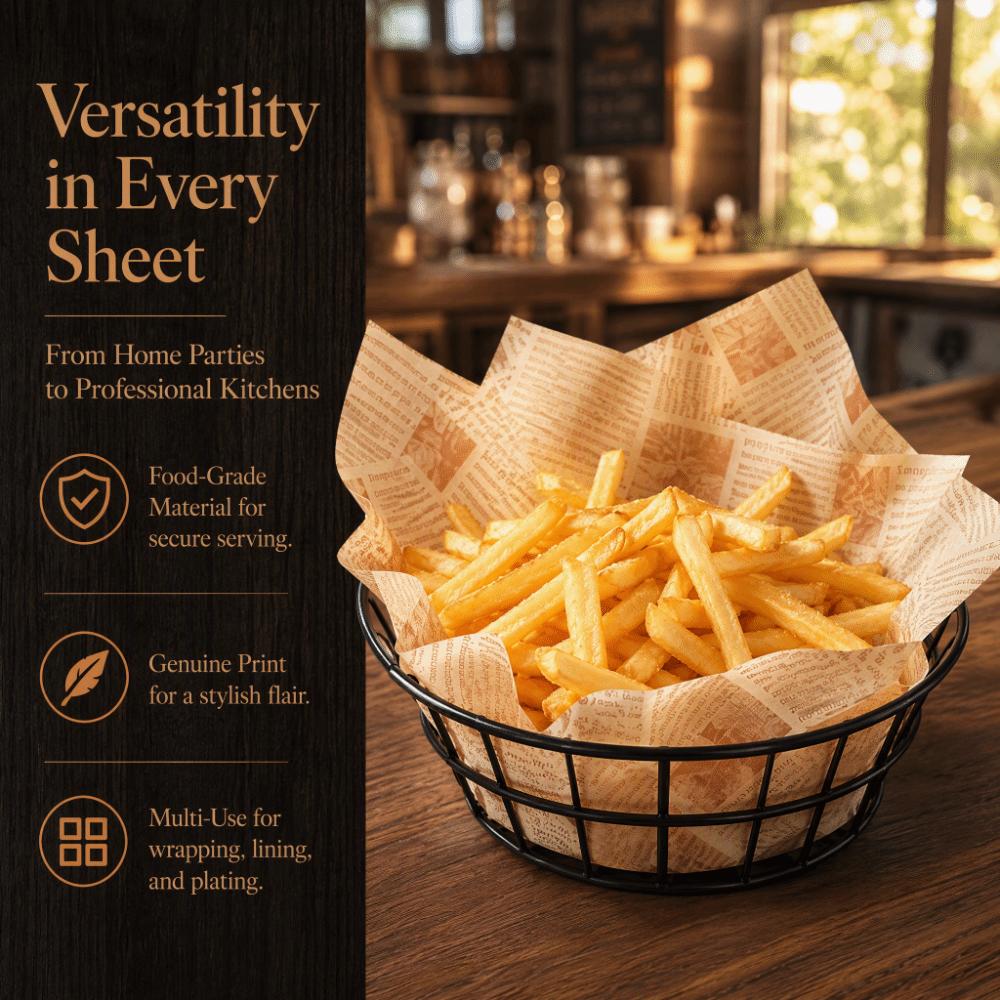 500PCS English Greaseproof Deli Paper Sheet Grease Resistant Sandwich Wrapping Sheet Fried Chicken