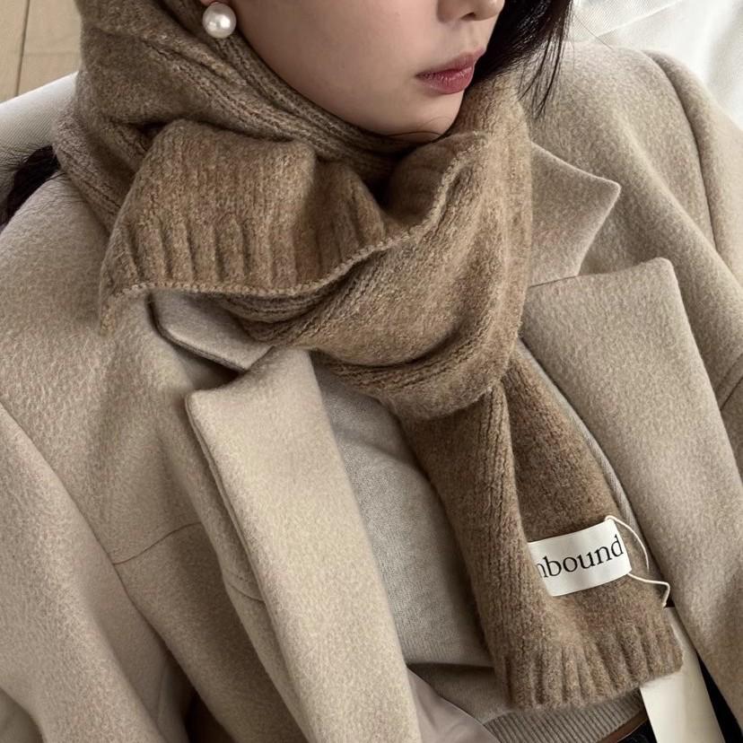 Highly Recommended! Korean Dongdaemun Knitted Wool-Blend Scarf - Winter Solid Color Korean Style Neckwear