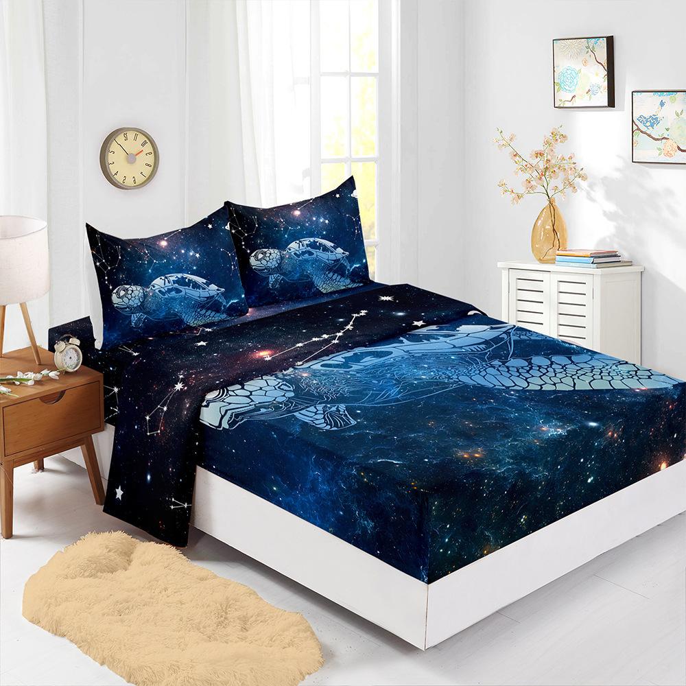 

Four-Piece Mattress Set Ocean Dolphin Turtle 3D Digital Printing Kit Mattress Protective Cover (90cm * 190cm * 40cm) Pillowcase * 1