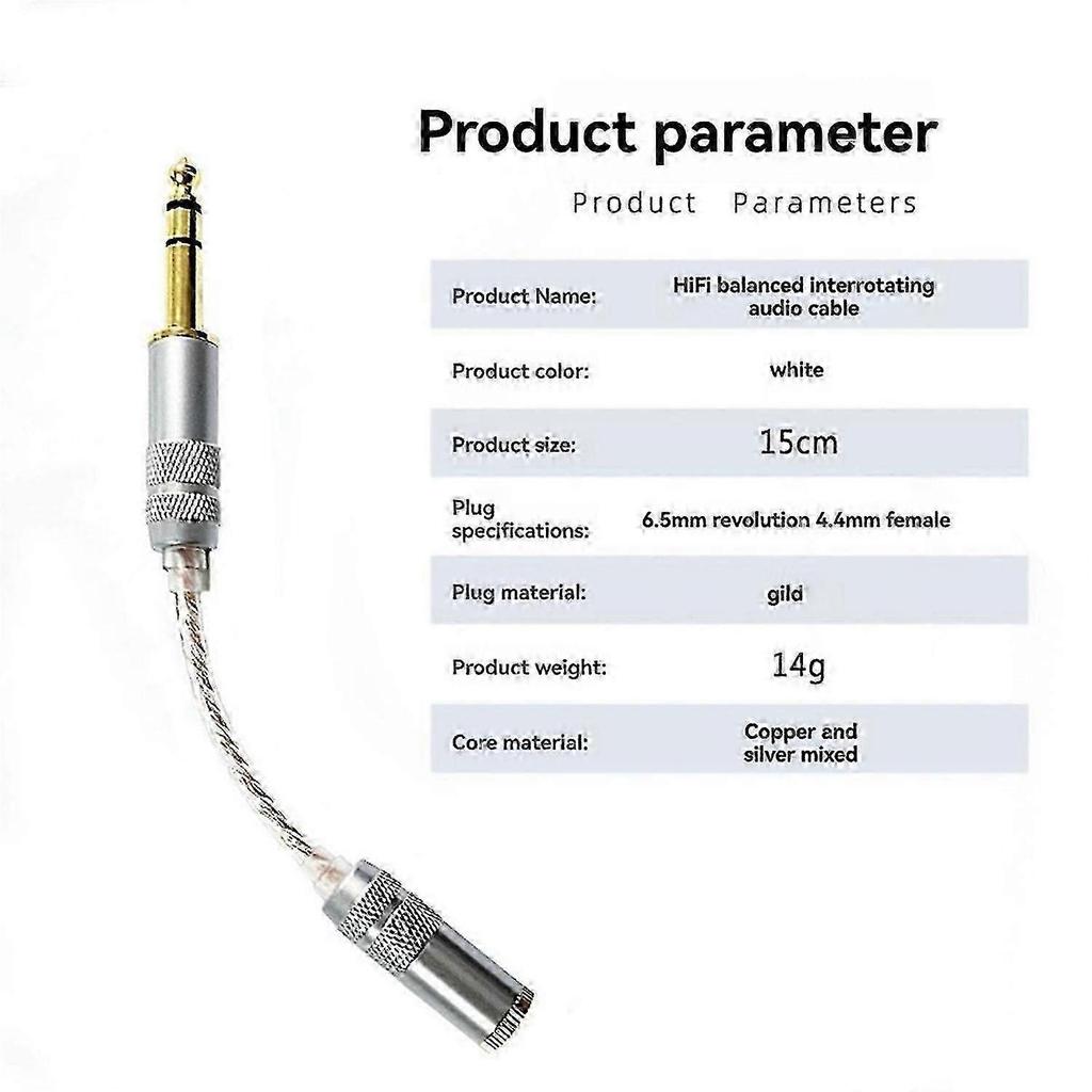 HIFI decoding audio adapter cable 4.4mm to 6.35mm stereo balance