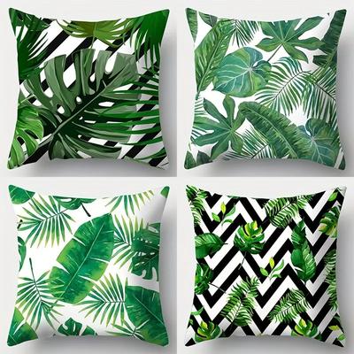 Green Geometric Decorative Pillowcase, Ultra-Soft Polyester Material Living Room Sofa Back Car Pillowcase Home Decoration