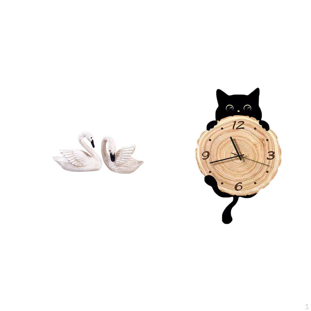 Resin Swan Sculptures And Wall Clock Decor for Bedroom Office Living Room Christmas Gifts