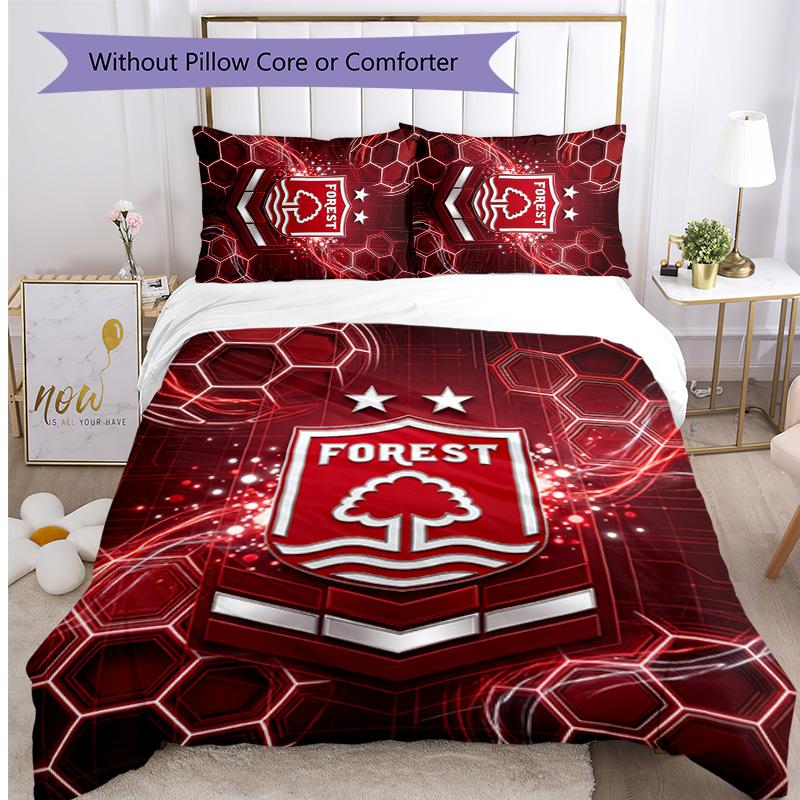 Set Lenzuola Stampato Nottingham Forest Football 3 Pezzi, Comodo Set Copripiumino per Camera da Letto Amico della Pelle