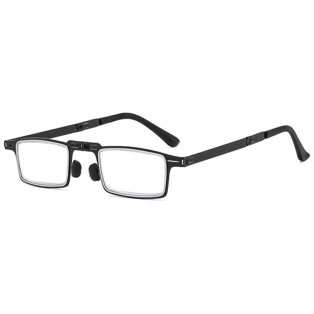 Folding Reading Glasses, Fashionable Full Frame Metal Ultra-Light And Thin Old Light Glasses, Anti-Blue Portable High Definition Glasses