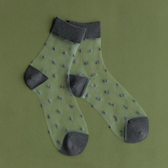 

Летние тонкие длинные женские носки с кристаллами — дышащие и стильные узоры в горошек. One Size (34-41)