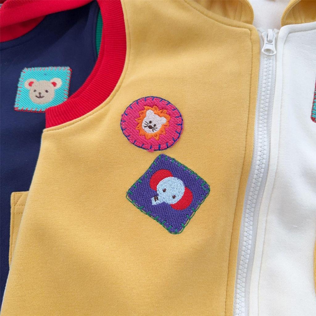 Jimo 2026 Spring Unisex Cartoon Bear Hooded Vest for Kids
