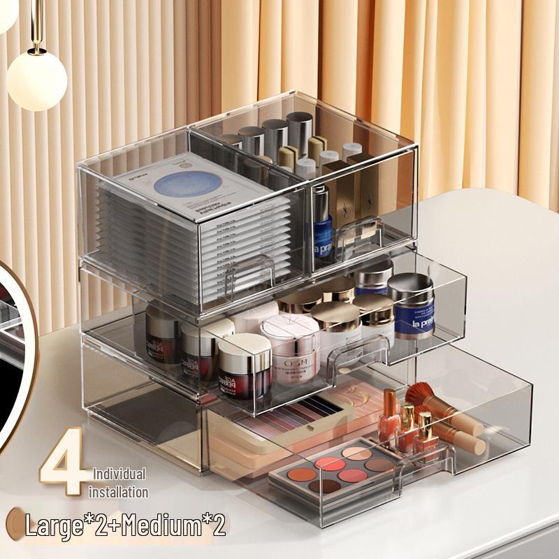 Transparent Stackable Makeup Storage Box for Lipstick, Mask & Skincare