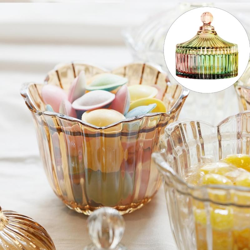 Beautiful European Style Multicolored High Transparency Glasses Candy Storage Jar for Decors and Organization at Homes