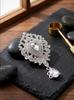 Vintage European-American Rhinestone Teardrop Brooch with Crown Pendant - Elegant Women's Accessory