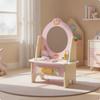 Toy Vanity with Mirror Tabletop Kids Set Wooden for
