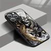 Mighty Tiger Pattern Tempered Glass Phone Case Suitable for iPhone 17 16 15 14 13 12 11 Pro/Max/Plus Anti Drop and Anti Shock