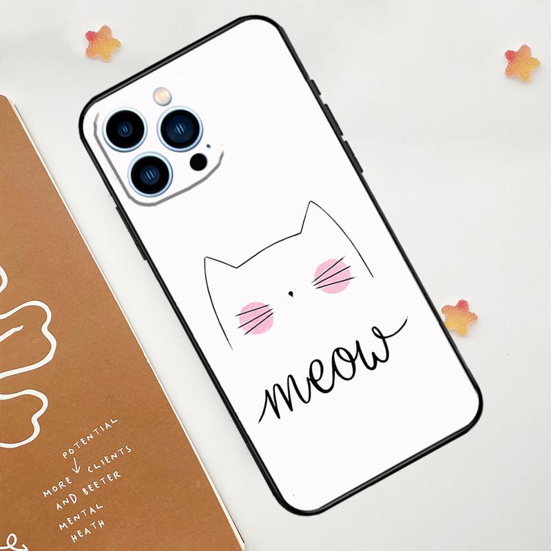 

Черный Кот Мордочка Котёнок Чехол для Телефона Для iPhone 17 Pro Max 14 13 12 11 15 16 Pro Max mini 15 Plus 16e 17 Air Funda iPhone 12 mini