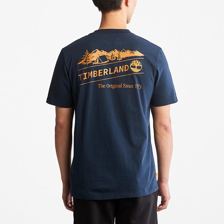 Timberland Casual Printed Breathable Short Sleeve T-Shirt Men Tops Deep-Sapphire-Blue A61HH-433