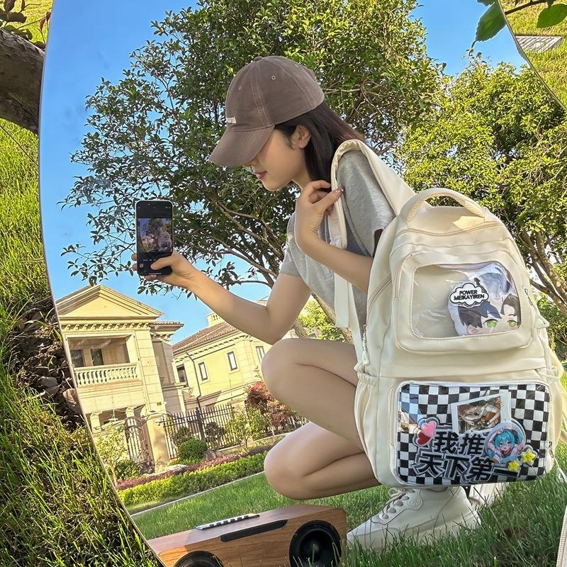 Einfacher und großvolumiger Hirse-Rucksack, leichter Tagesrucksack, transparente Schultasche für Studentinnen, Baby-Tasche für Männer.
