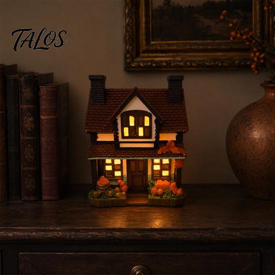 Lampe Maison Citrouille Style Rétro, Maison Citrouilles Illuminées Vintage, Figurine Manoir Illuminé Halloween, Décor Intérieur, Veilleuse Nuit d'Automne