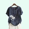 Ladies Flower Print Casual Round Neck Blouses Summer Short Sleeve Plus Size Pullover Loose T-shirt
