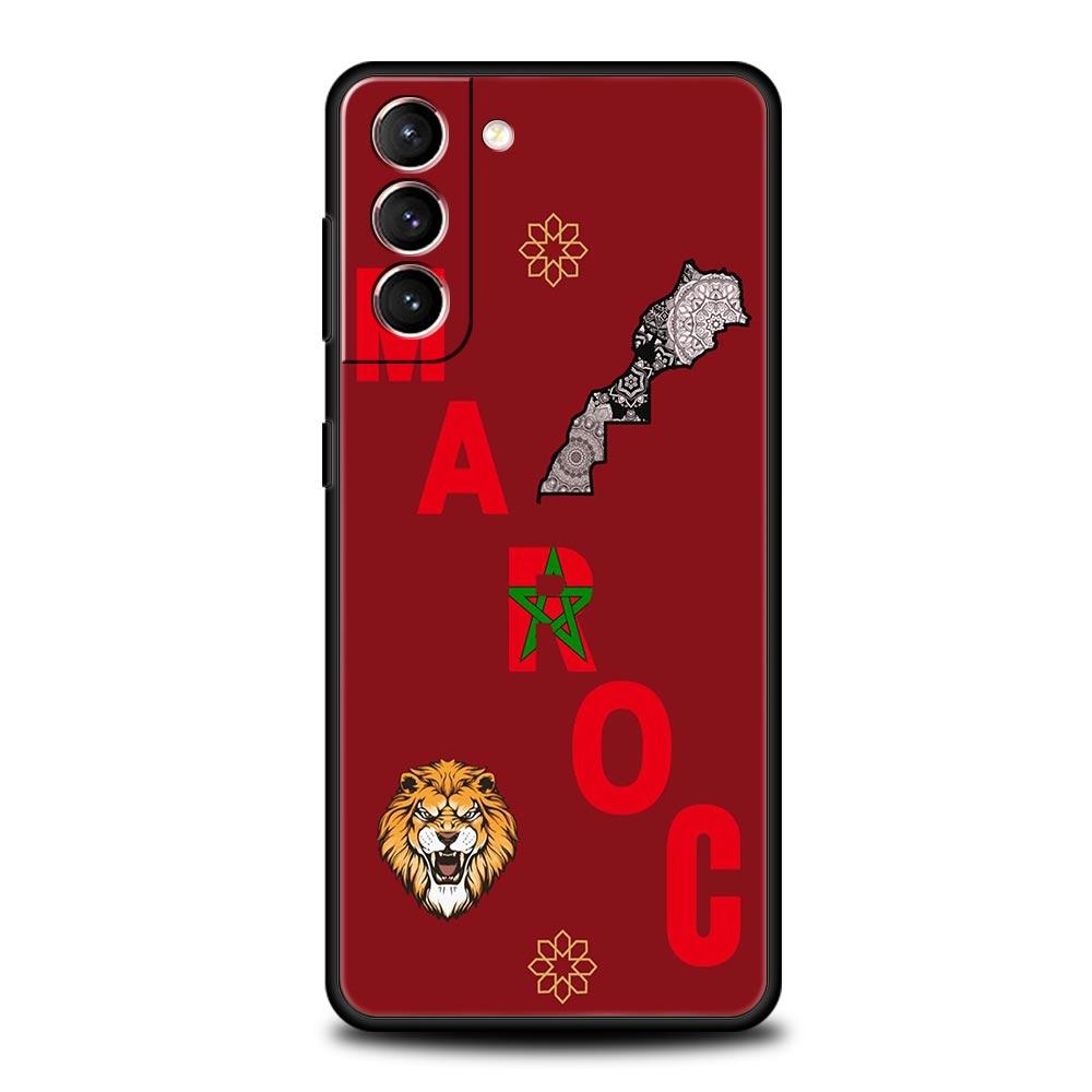 Bandiera Marocchina Maroc Marocco Custodia per Telefono Passaporto Per Samsung Galaxy S26 Ultra S25 Plus S24 FE S23 S22 5G S21 S20 Cover Nera Morbida