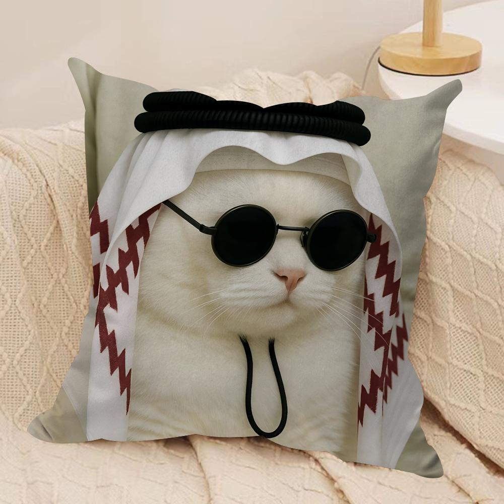 Handsome fashion pretty cat Cushion Cover Silky Short Plush Invisible Zipper Dustproof Sofa Pillow Case for Home Decor