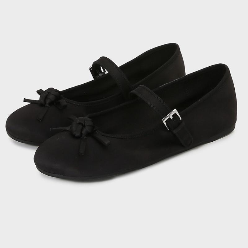 Fashion High Quality Satin Red Ballet Flats Women Elegant Bow Narrow Buckle Design Brand Mary Jane Shoes Concise Lightweight Casual Shoe