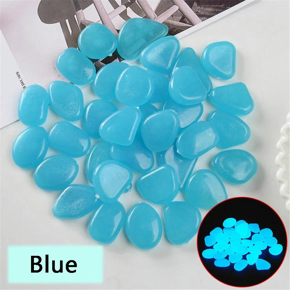 50pcs Aquarium Luminous Pebbles Stones Fish Tank Decoration Resin Glow In The Dark Stones Fish Tank Aquarium Decorations
