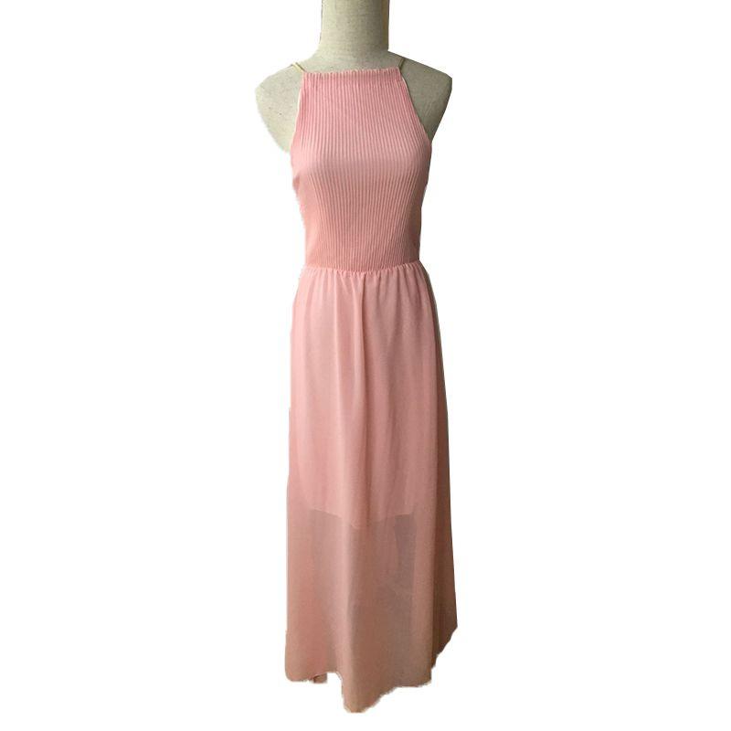 Halter Women Long Maxi Dress Evening Party Gown Wedding Bridesmaid Beach Holiday