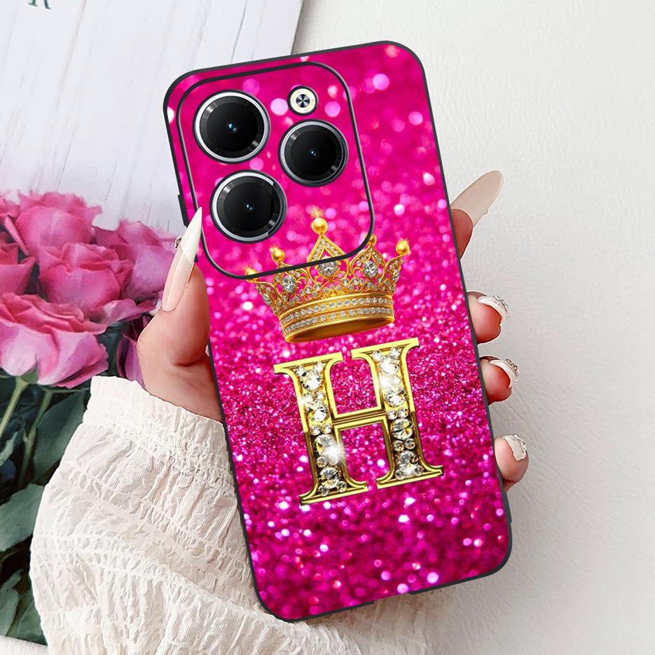 Pro pouzdro Infinix Hot 40 Pro X6837 Luxusní kryt s písmeny a korunkou Měkké silikonové pouzdro na telefon Pro Infinix Hot 40i Hot40 Pro Hot40i