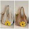Durable Mesh Flower Woven Handbag Solid Color Large Capacity Crochet Tote Bag Spacious Bohemian Shopping Bag Girl
