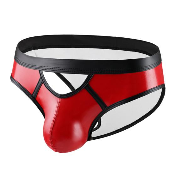 Slip Bikini Sexy da Uomo Colore Patchwork Davanti Vuoto Mutandine a Vita Bassa Design U-convesso Biancheria Intima Traspirante