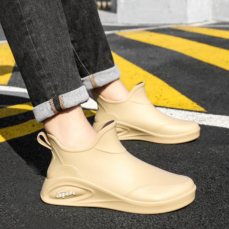 

Low-top rain shoes men s outdoor waterproof shoes non-slip fashion fishing work shoes kitchen car wash rubber shoes 40 хакі