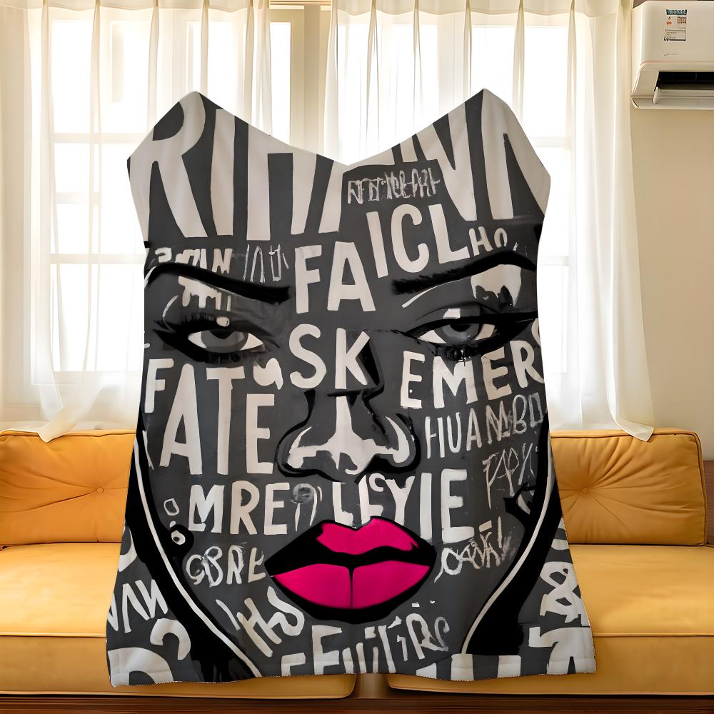 Music R-Rihanna Throw Flannel Cozy Print Blanket, Portable, Durable Machine Washable Cute Cool