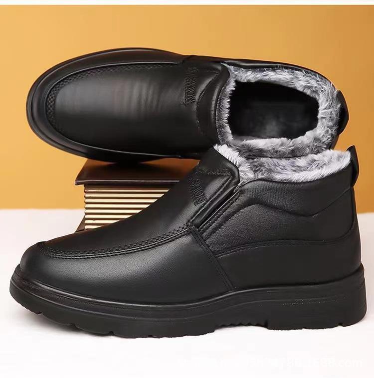 Winter Cotton Shoes with Added Fleece Thickened Insulation for Men's Winter Wear Cotton Shoes for Windproof Men's Boots