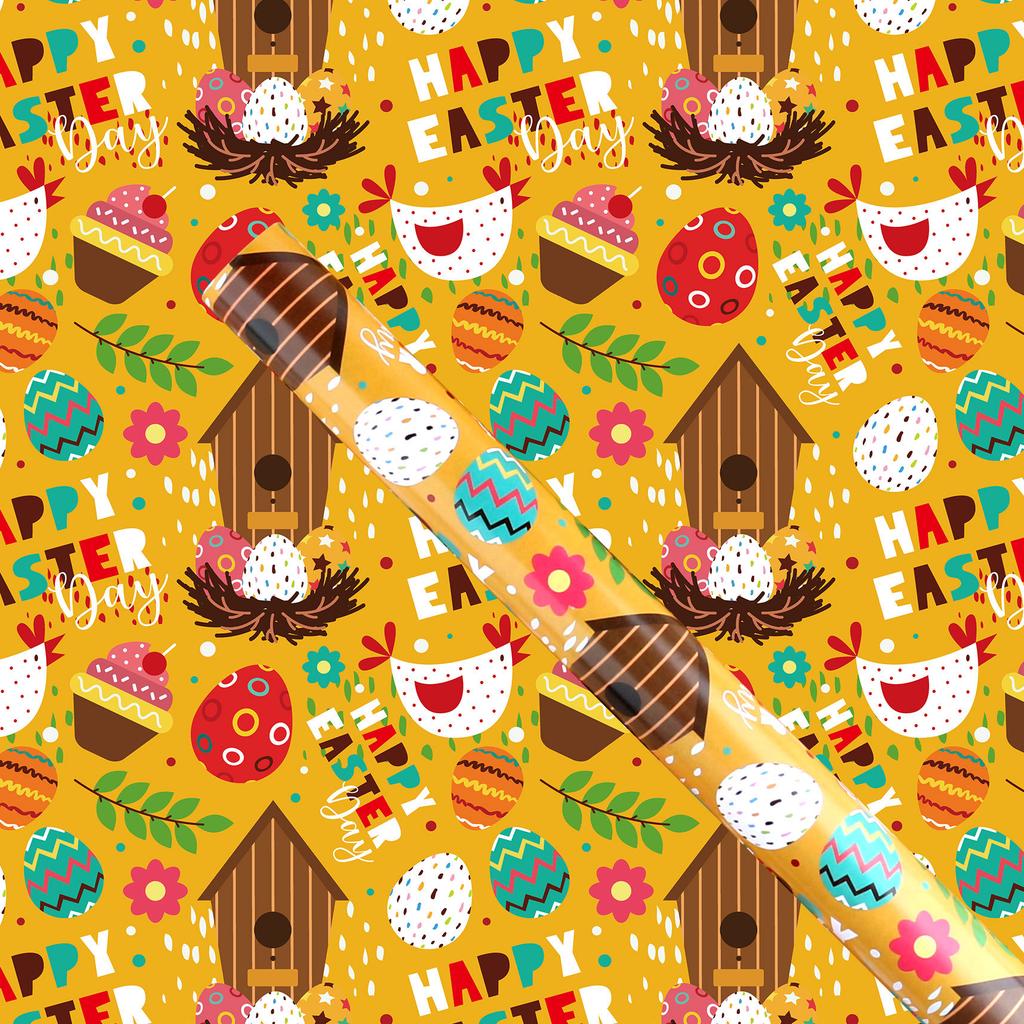 4 Sheets Coloful Cute Happy Easter Egg Bunny Gift Wrap Glossy Gift Wraps Sheet for Easter Birthday Party Baby Shower