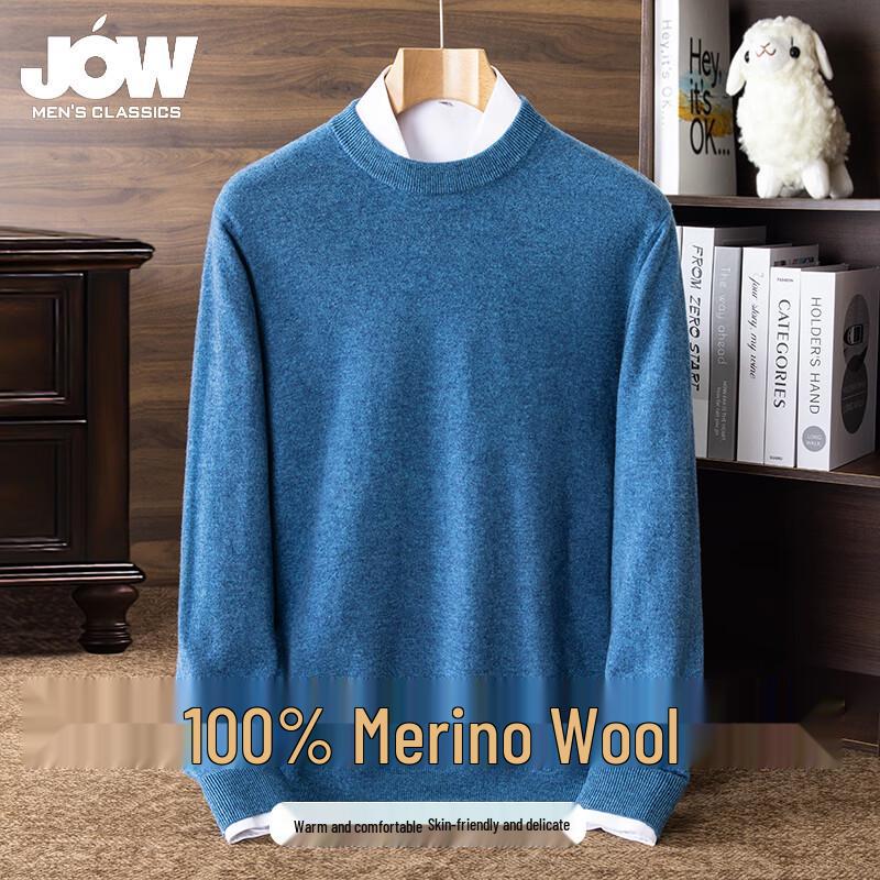 JOW Men's 100% Merino Wool Round Neck Sweater