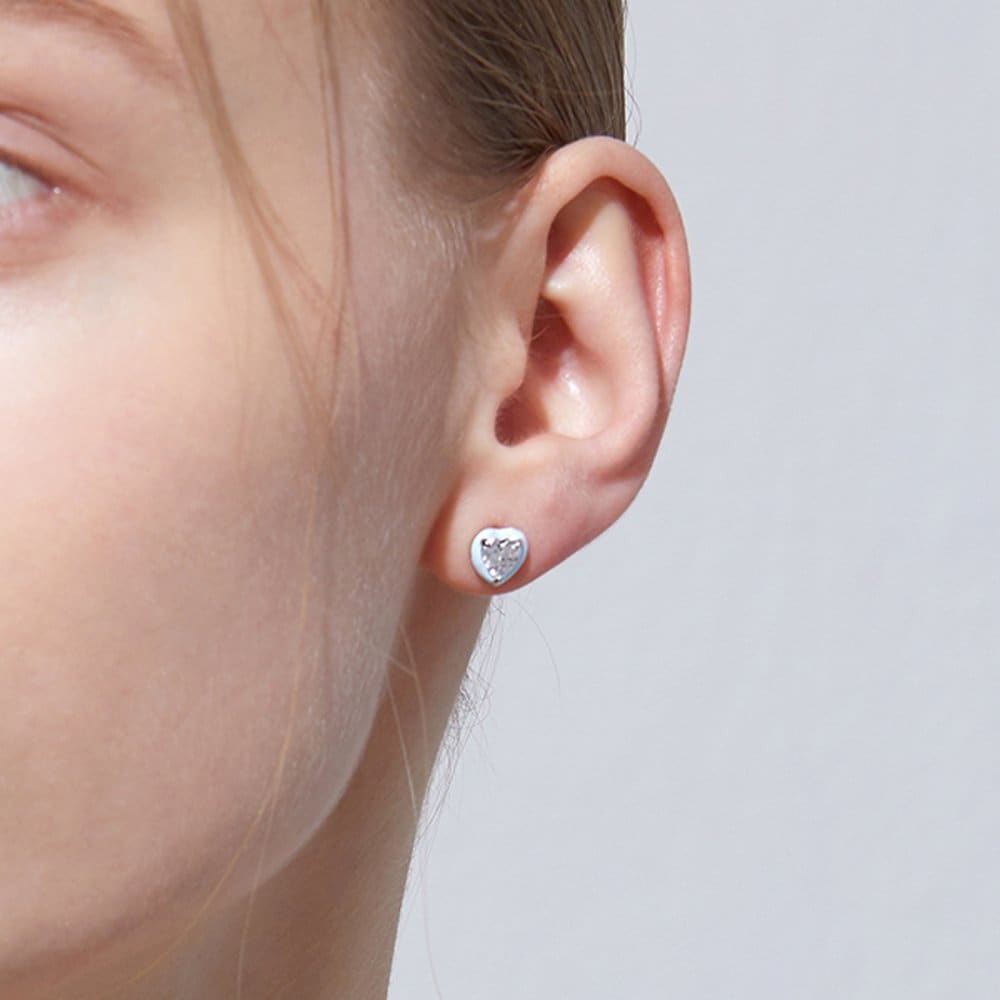 [Stonehenge] Silver Heart Earrings Sc1679