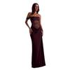 2025 Off-Shoulder Lace Strapless High-Waist Hollow Long Solid Dress