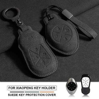 Suede Leather Car Remote Key Case Cover for Xiaopeng Xpeng P7 P7i P5 G3 G3i G9 G6 Car Key Fob Shell Holder Keychain Accessories