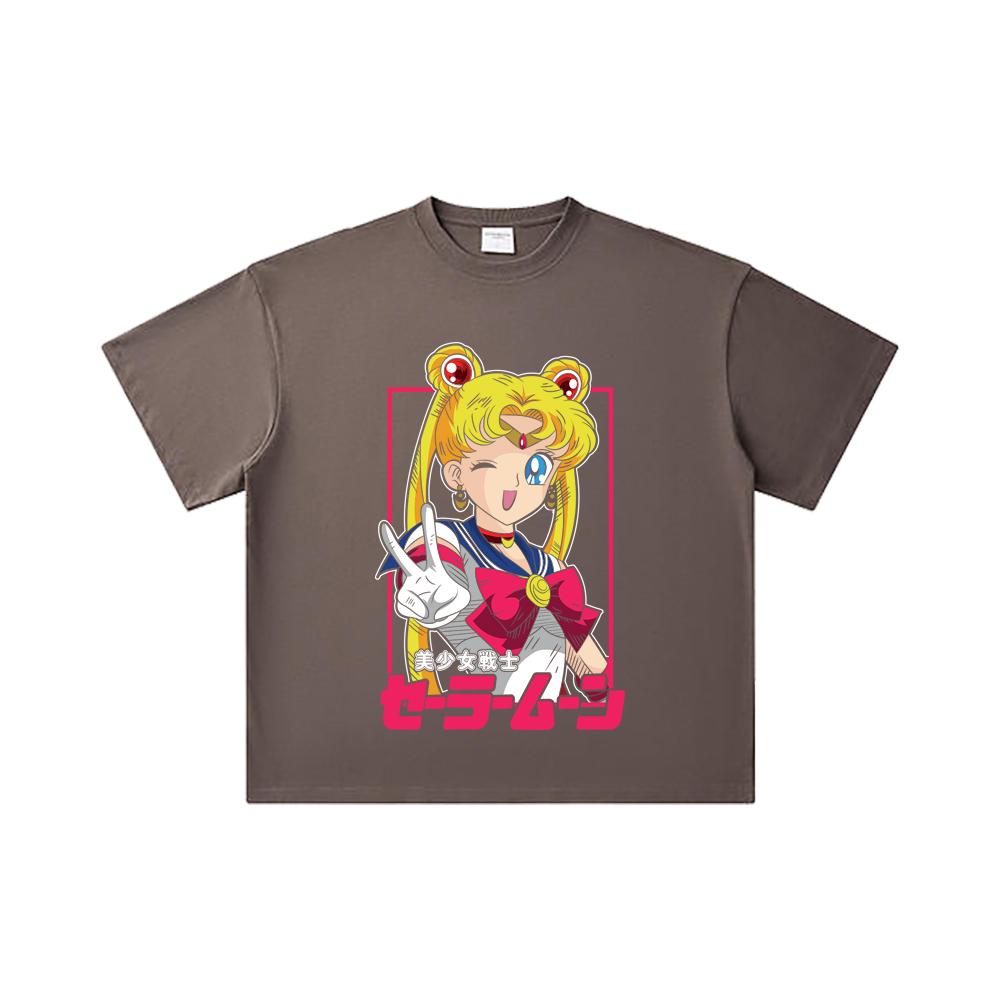 260 GSM Double Yarn 32 Count 100% Cotton Sailor Moon V9 Minako Print Unisex Heavy Cotton T Shirt