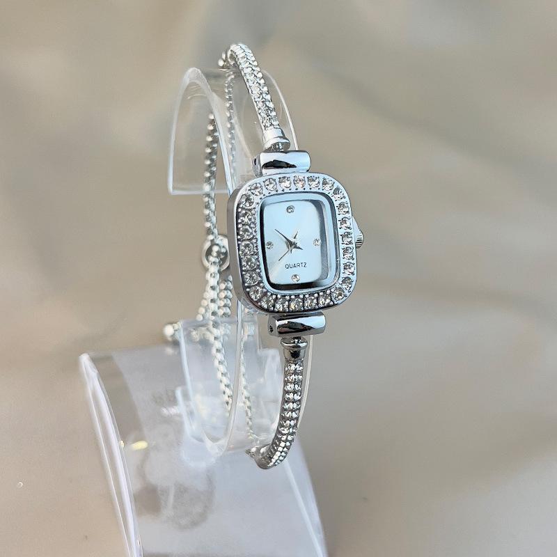 Diamond Bracelet, Small Square Watch, Niche Light Luxury Bracelet, High-end Temperament Women's Watch
