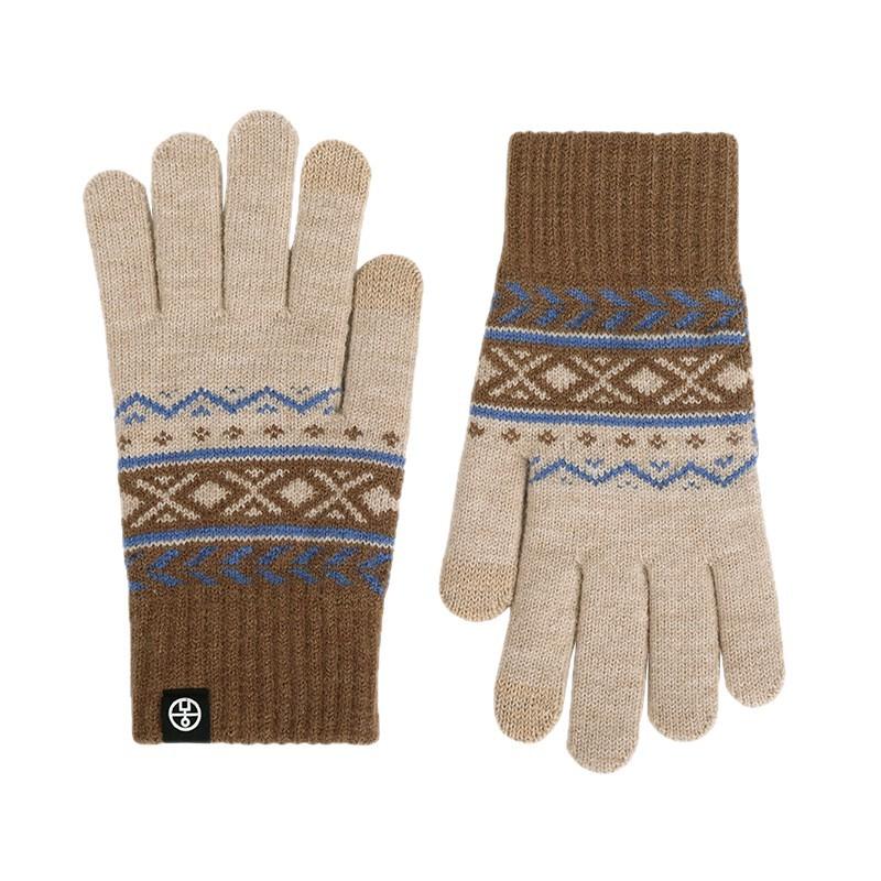 Winter Jacquard Knitted Thermal Gloves Men's Fleece Thickened Touch Screen Gloves Women's Outdoor Cold and Windproof Cycling Gloves