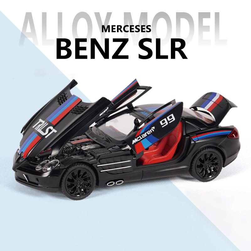 1/24 Mercedes-Benz SLR Legierungsauto Modell Sound und Licht Pull Back Kinderspielzeug Sammlerstücke Geburtstagsgeschenk